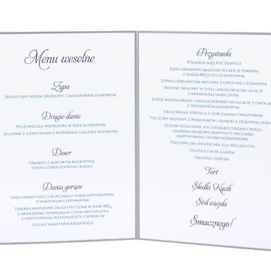karty menu weselne spis dań na stół motyw kwiatowy personalizacja