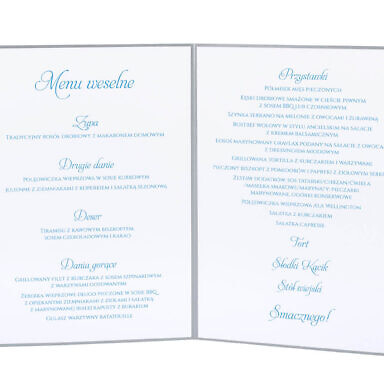 karty menu weselne spis dań na stół motyw kwiatowy personalizacja