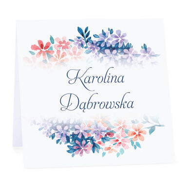 Winietka weselna na stół wizytówka podziękowanie personalizacja florals