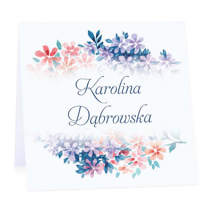 Winietka weselna na stół wizytówka podziękowanie personalizacja florals