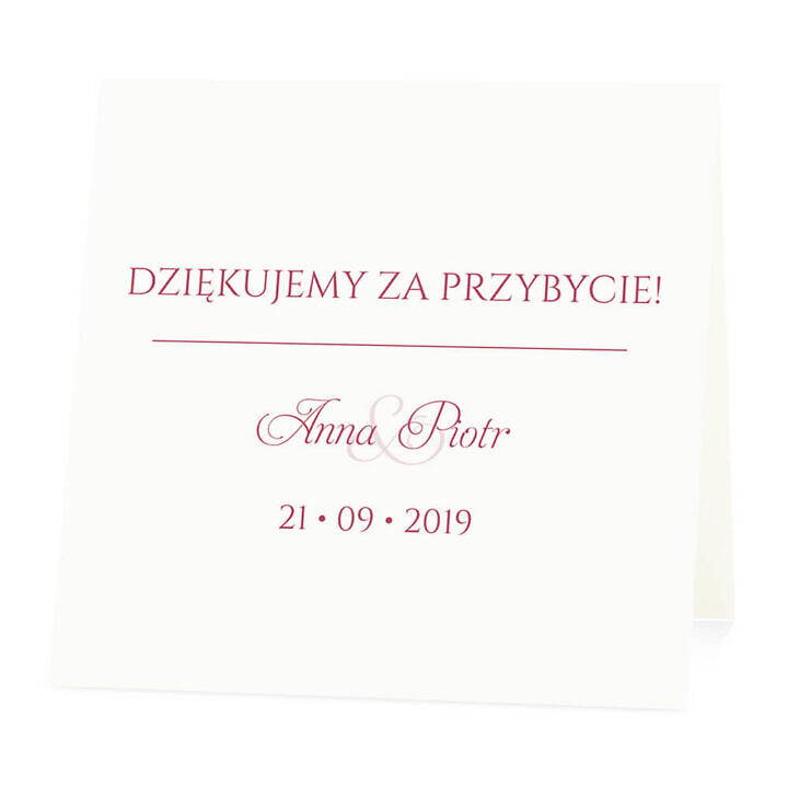 Winietka weselna na stół wizytówka podziękowanie personalizacja