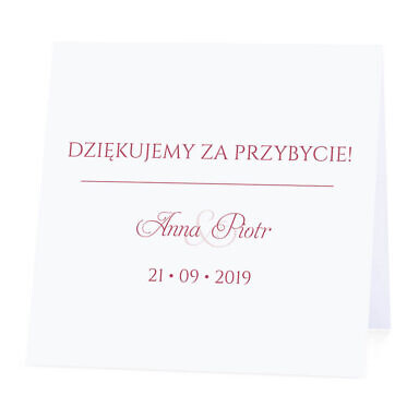 Winietka weselna na stół wizytówka podziękowanie personalizacja