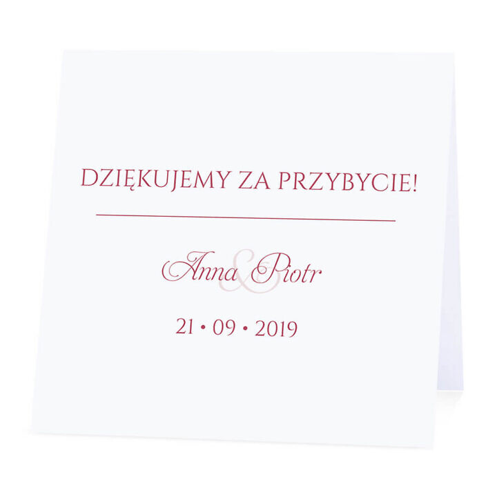 Winietka weselna na stół wizytówka podziękowanie personalizacja