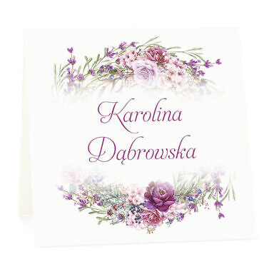 Winietka weselna na stół wizytówka podziękowanie personalizacja florals kolorowe