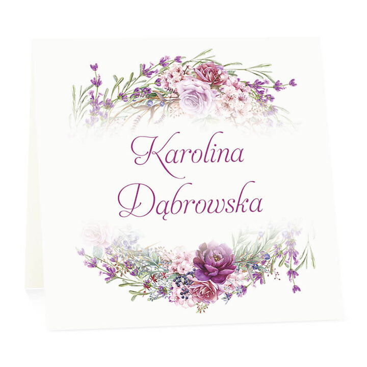 Winietka weselna na stół wizytówka podziękowanie personalizacja florals kolorowe
