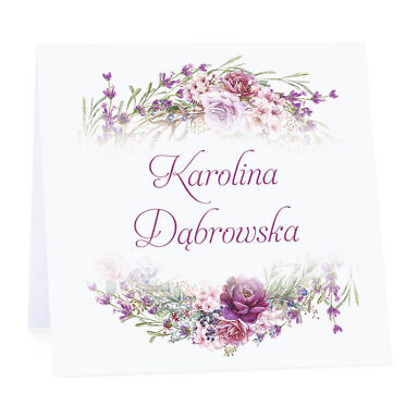 Winietka weselna na stół wizytówka podziękowanie personalizacja florals kolorowe