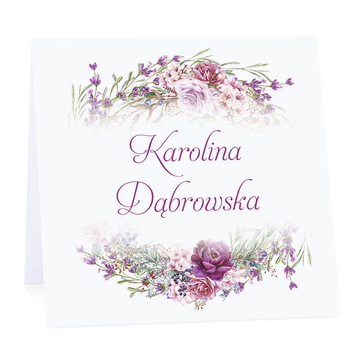 Winietka weselna na stół wizytówka podziękowanie personalizacja florals kolorowe