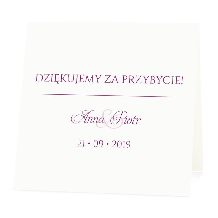 Winietka weselna na stół wizytówka podziękowanie personalizacja