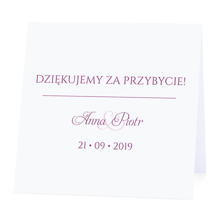 Winietka weselna na stół wizytówka podziękowanie personalizacja