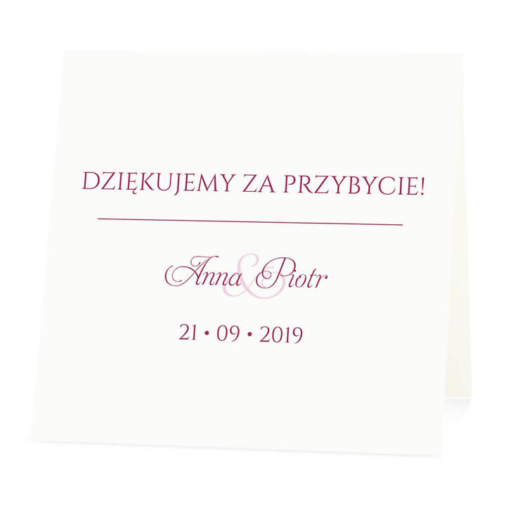 Winietka weselna na stół wizytówka podziękowanie personalizacja