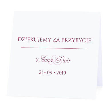 Winietka weselna na stół wizytówka podziękowanie personalizacja
