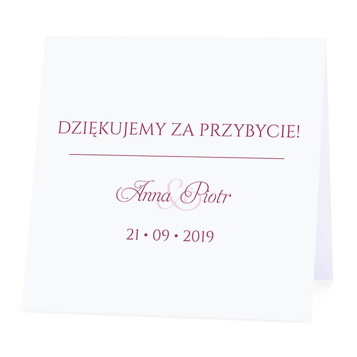 Winietka weselna na stół wizytówka podziękowanie personalizacja