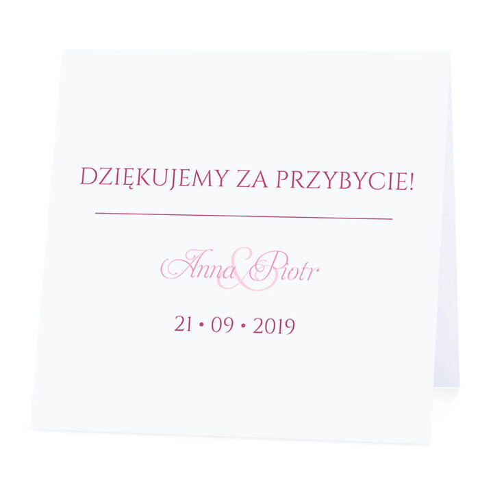 Winietka weselna na stół wizytówka podziękowanie personalizacja