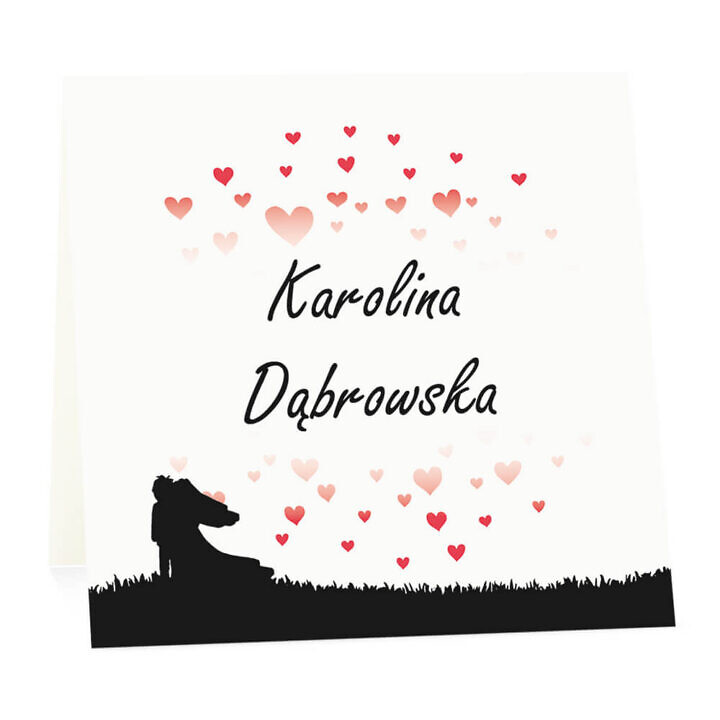 Winietka weselna na stół wizytówka podziękowanie personalizacja serca love