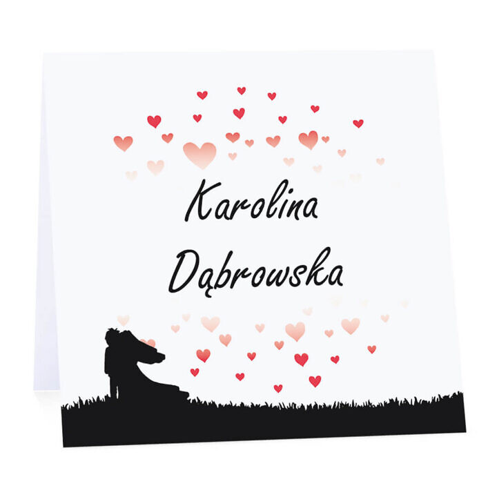 Winietka weselna na stół wizytówka podziękowanie personalizacja serca love