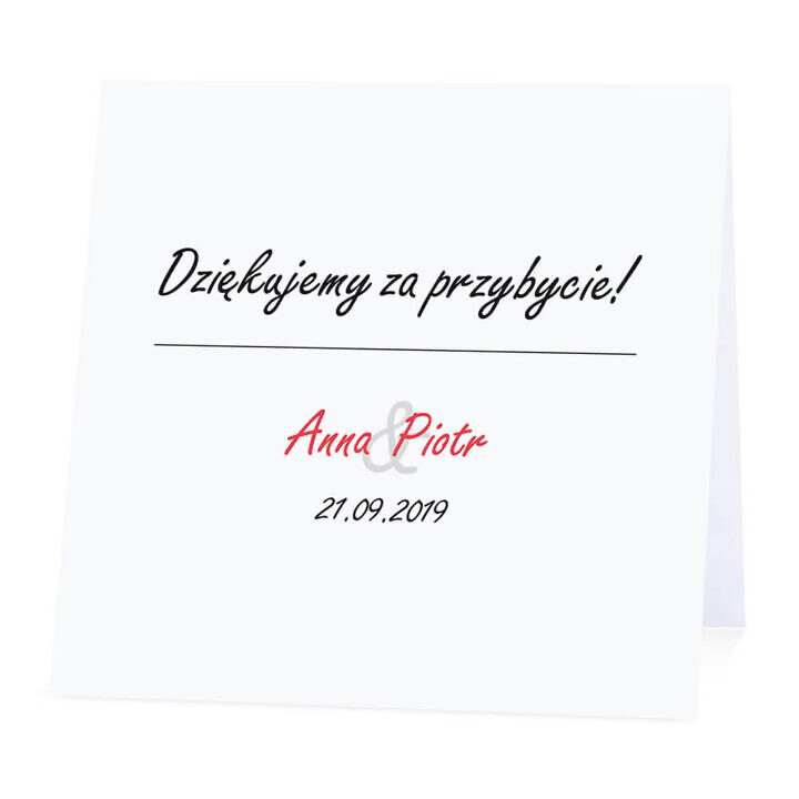 Winietka weselna na stół wizytówka podziękowanie personalizacja