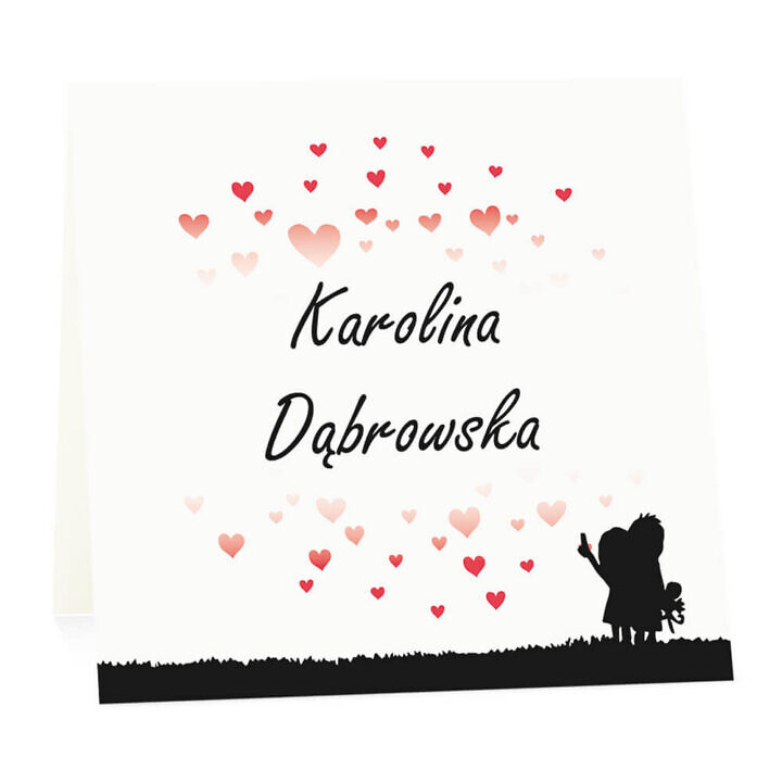 Winietka weselna na stół wizytówka podziękowanie personalizacja serca love