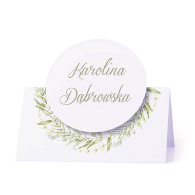 Winietka weselna na stół z motywem kwiatowym greenery personalizacja