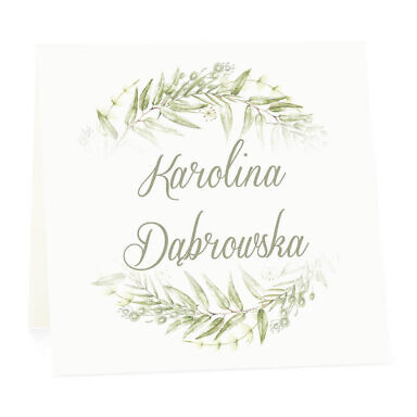 Winietka weselna na stół wizytówka podziękowanie personalizacja greenery