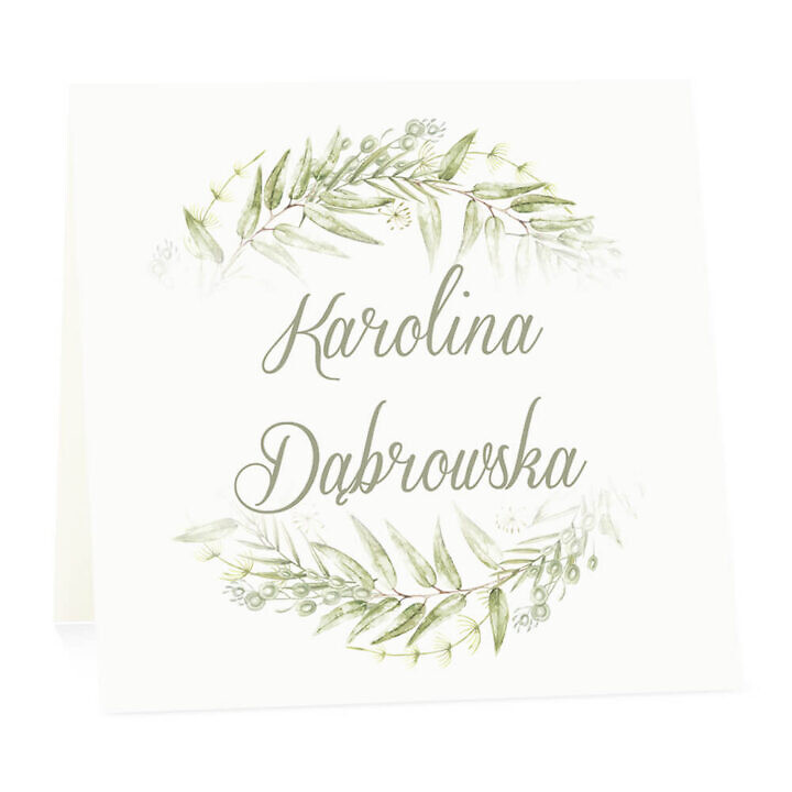 Winietka weselna na stół wizytówka podziękowanie personalizacja greenery