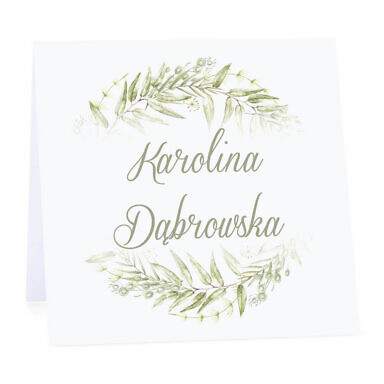 Winietka weselna na stół wizytówka podziękowanie personalizacja greenery