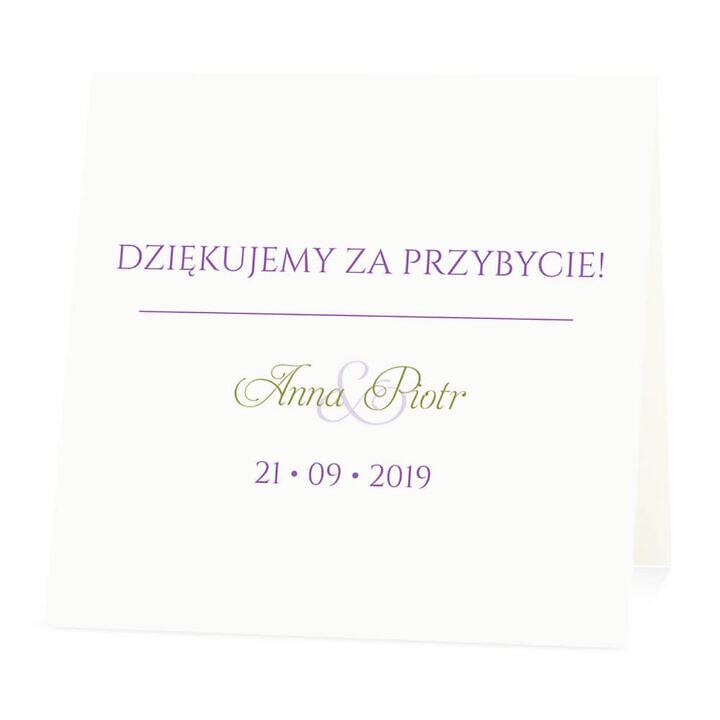 Winietka weselna na stół wizytówka podziękowanie personalizacja