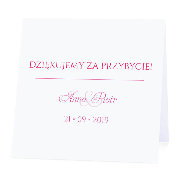 Winietka weselna na stół wizytówka podziękowanie personalizacja