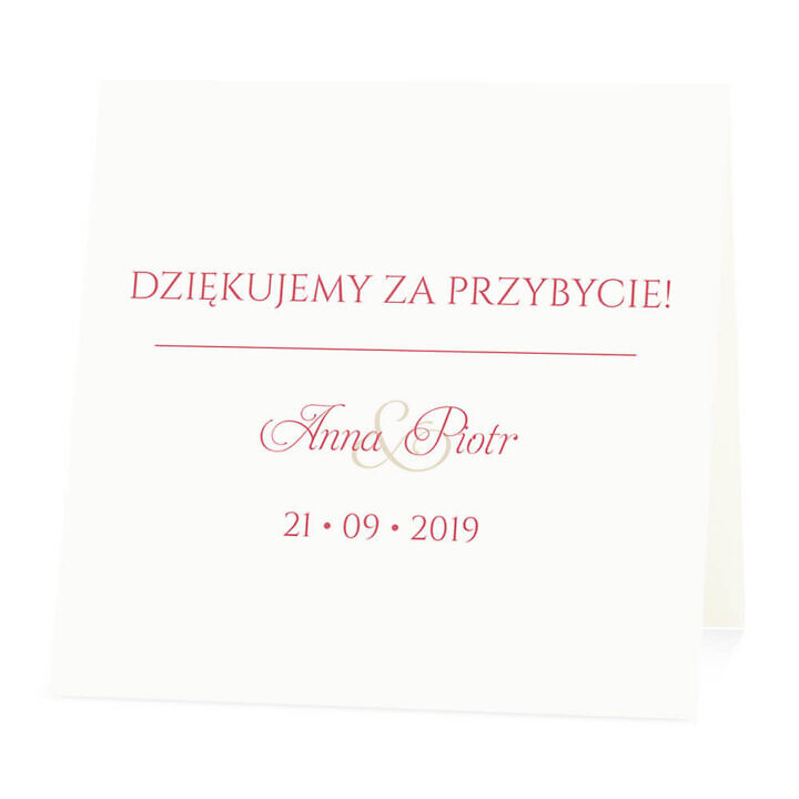 Winietka weselna na stół wizytówka podziękowanie personalizacja
