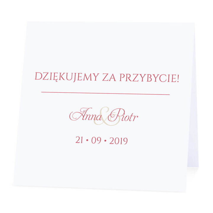 Winietka weselna na stół wizytówka podziękowanie personalizacja
