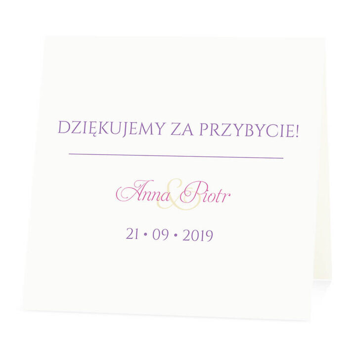 Winietka weselna na stół wizytówka podziękowanie personalizacja