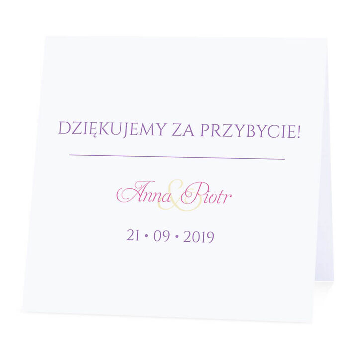 Winietka weselna na stół wizytówka podziękowanie personalizacja