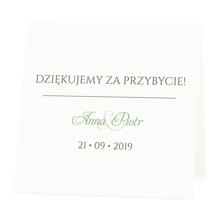 Winietka weselna na stół wizytówka podziękowanie personalizacja