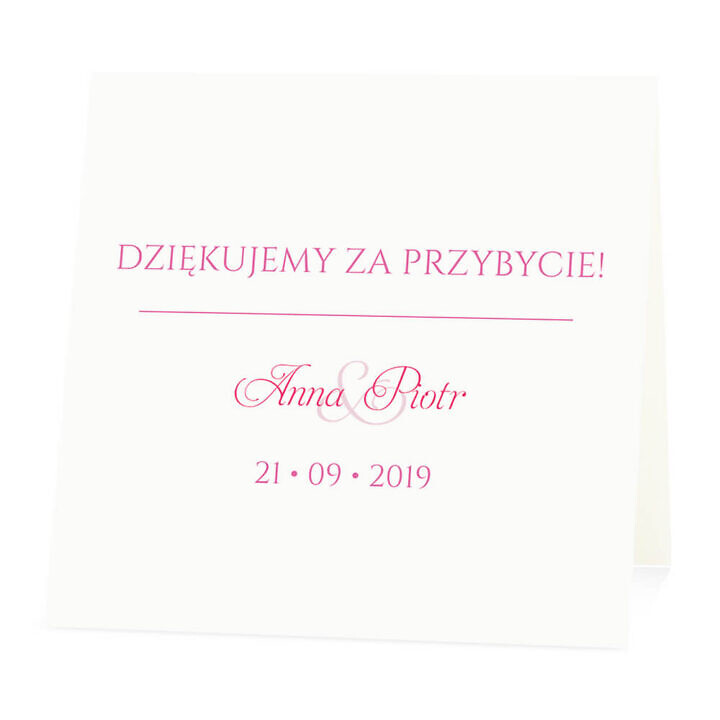 Winietka weselna na stół wizytówka podziękowanie personalizacja