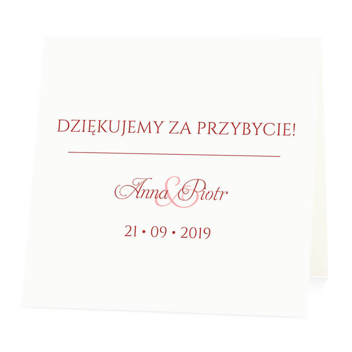 Winietka weselna na stół wizytówka podziękowanie personalizacja