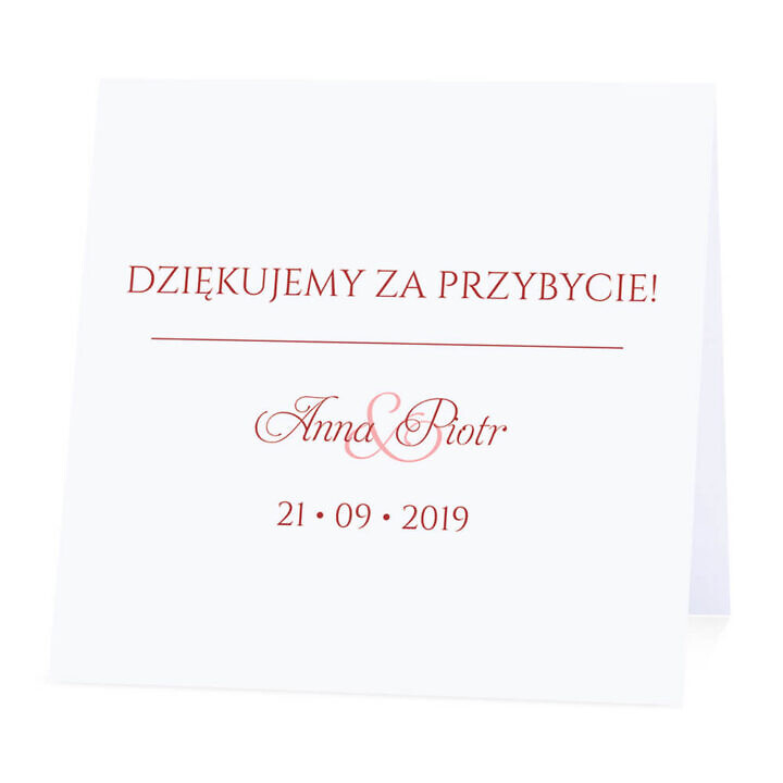 Winietka weselna na stół wizytówka podziękowanie personalizacja
