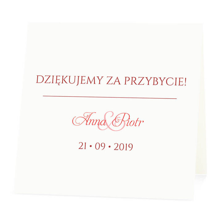 Winietka weselna na stół wizytówka podziękowanie personalizacja