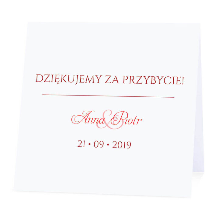 Winietka weselna na stół wizytówka podziękowanie personalizacja
