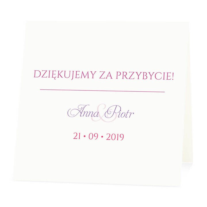 Winietka weselna na stół wizytówka podziękowanie personalizacja