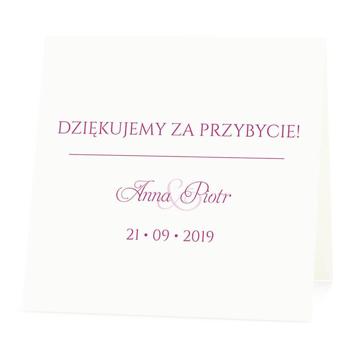 Winietka weselna na stół wizytówka podziękowanie personalizacja