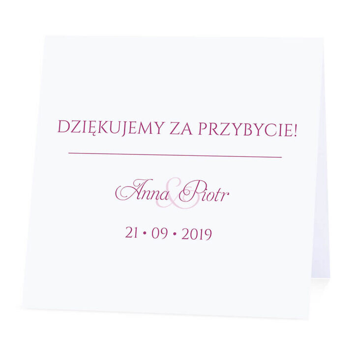 Winietka weselna na stół wizytówka podziękowanie personalizacja