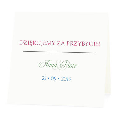 Winietka weselna na stół wizytówka podziękowanie personalizacja