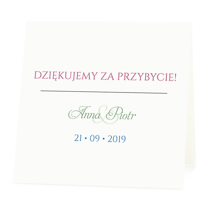 Winietka weselna na stół wizytówka podziękowanie personalizacja