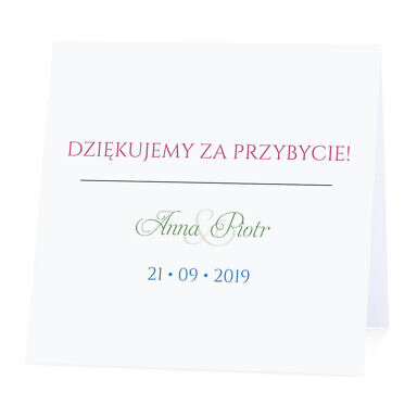 Winietka weselna na stół wizytówka podziękowanie personalizacja