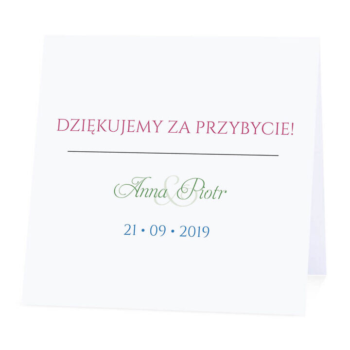 Winietka weselna na stół wizytówka podziękowanie personalizacja