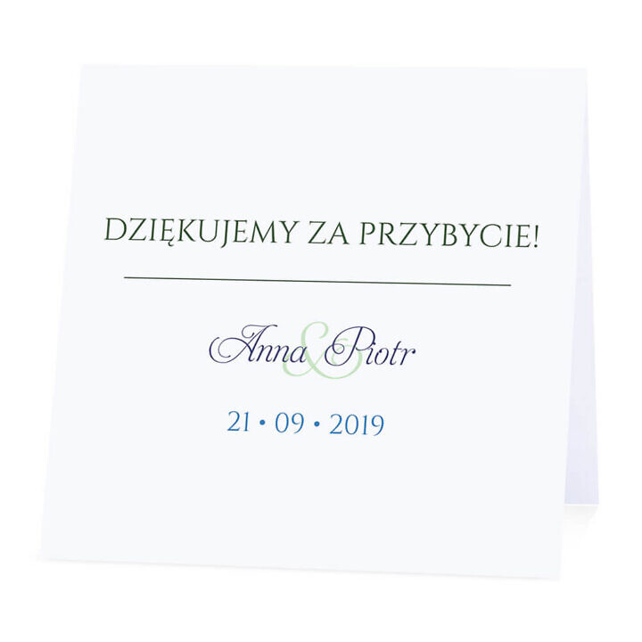 Winietka weselna na stół wizytówka podziękowanie personalizacja