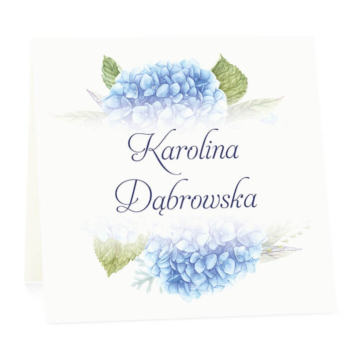 Winietka weselna na stół wizytówka podziękowanie personalizacja hortensja