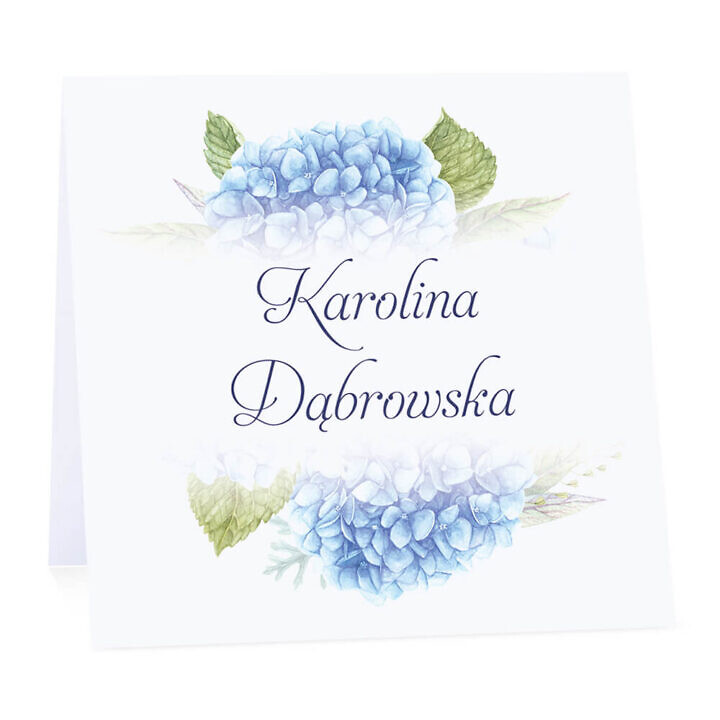 Winietka weselna na stół wizytówka podziękowanie personalizacja hortensja