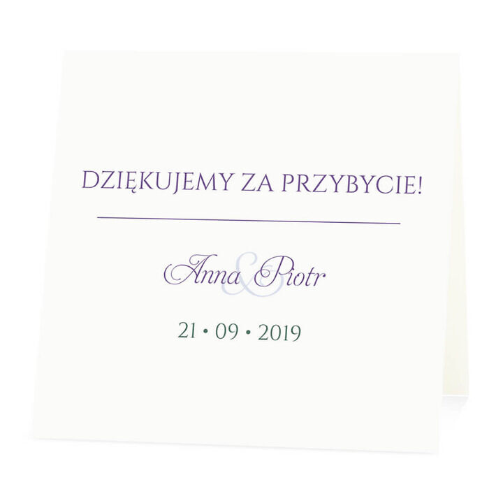 Winietka weselna na stół wizytówka podziękowanie personalizacja