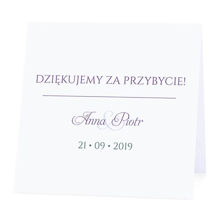 Winietka weselna na stół wizytówka podziękowanie personalizacja