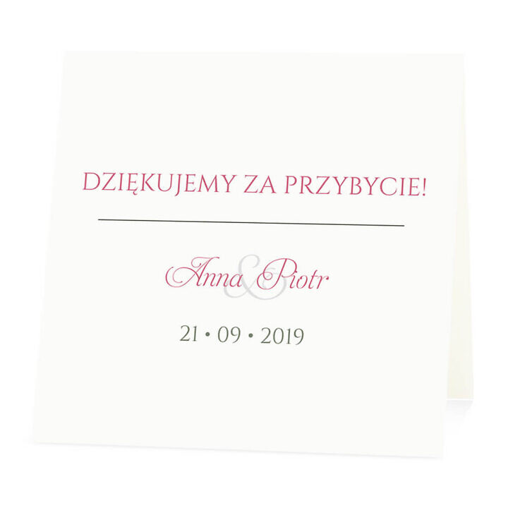 Winietka weselna na stół wizytówka podziękowanie personalizacja